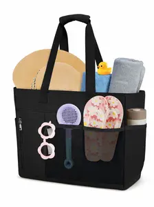 40L Large Beach Tote Bag, Water Resistant with 9 Pockets, Wet & Dry Separation, Lightweight Sandproof Carryall for Women, Beach Pool Vacation Shopping