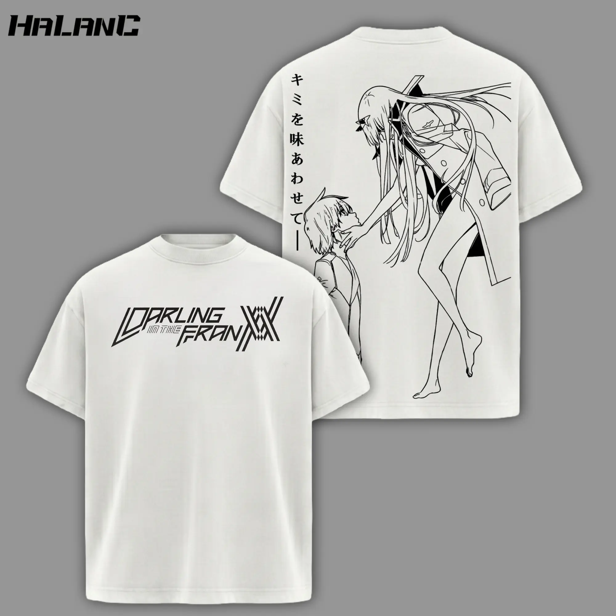 Darling in the Franxx 02 Hiro Graphic T-Shirt - Unisex Cotton Distressed Vintage 90s Anime Back Print, Casual Stylish Breathable Short-Sleeve Top, Men's Streetwear Merch