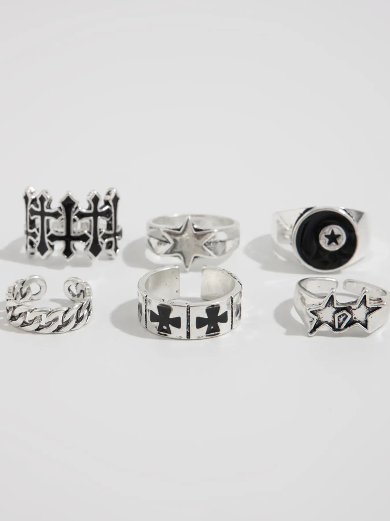 Adjustable Punk Style Star Rings Set, Stacking Rings, Stackable Rings, Couple Matching Rings, Holiday Gift, Plain Design, All Seasons, No Cadmium Lead, Stackable Finger Rings