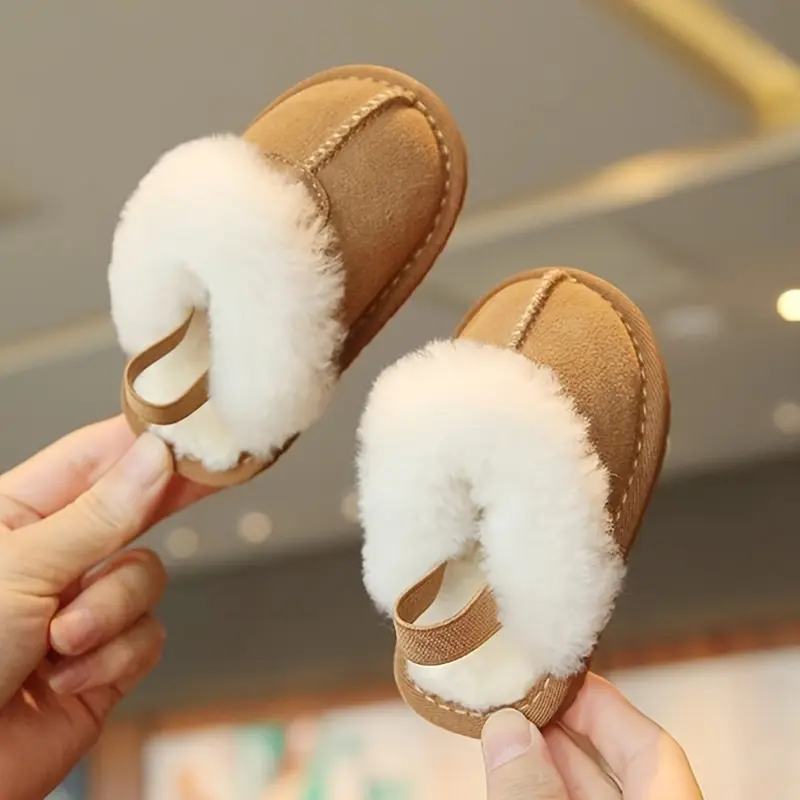 Baby Girl Spring and Autumn Plush Slippers Soft Sole Anti-Slip Design Indoor Comfortable Warm Cute Design Skin-Friendly Non-Abraiding Baby Spring and Autumn Casual Home Shoes