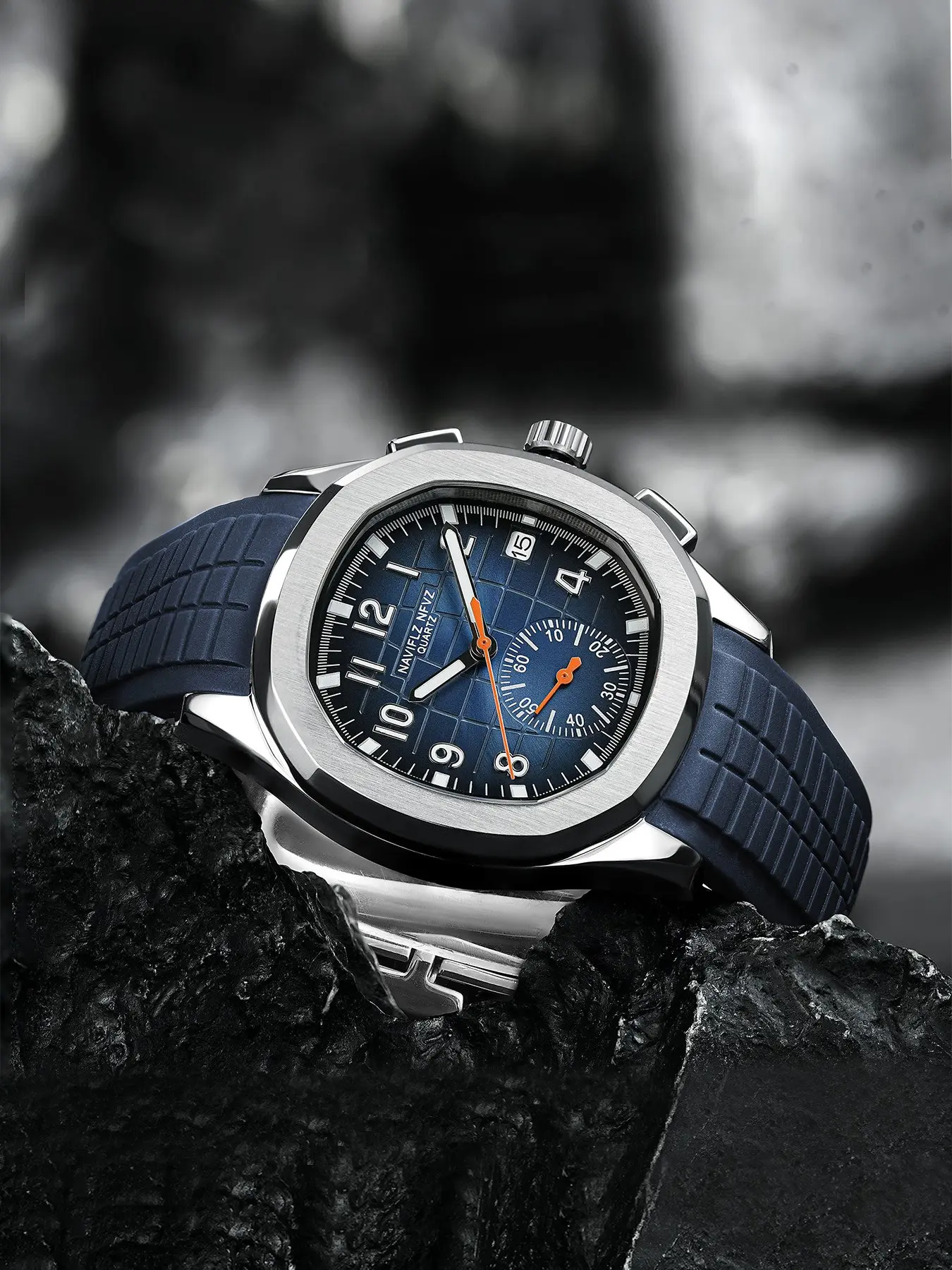 NAVIFLZ NFVZ New Hot Selling Men's Water Resistant Watch Top Brand Luxury Chronograpgh Quartz Wristwatch Rubber Male Clocks Relogio Masculino
