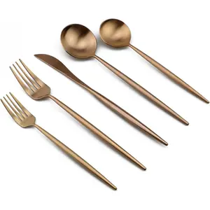 20-Pieces Luxury Rose Gold 18/10 Stainless Steel Flatware Set, Matte Finish, Service for 4