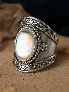 1 PC Gorgeous Vintage Embossed Ring For Women For Wedding Engagement Anniversary Party Jewelry Valentine's Day Gift