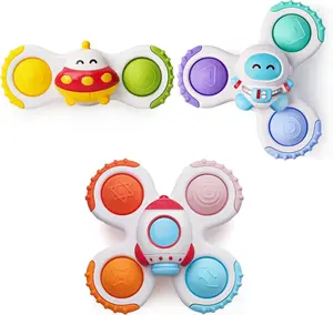 Strong Suction Cup Fidget Rotating Sensory Bath Toys for Baby Christmas Stocking Stuffers Airplane Car Travel Table Window Toys for Toddler Boys Girls 10+ Months BPA-Free Safe Educational Tool