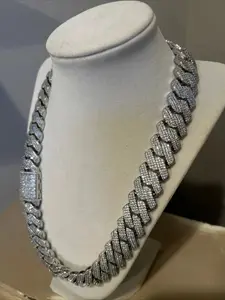 Luxury Hip Hop Singer 20mm 3-Row Miami Cuban Chain Miami LINK Cuban Real Moissanite Men's Chain, Boutique Diamond Jewelry Style Cuban Chain