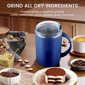Electric Coffee Bean Grinder 300W Electric Fast Grinding Coffee Bean Nut Spice Portable Small Grinder Ultra Fine Powder Food Processing Mill Mixer grinder salad StainlessSteel Measuring Pitcher with Lid Espresso Distribution Tool with Stand