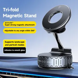 JUYEIN Upgraded Magnetic Phone Mount for Smooth Glass Surfaces, Fits Mirrors and Windows, No Drill No Damage, 360° Adjustable, Stable Design, Compatible with iPhone, Compact and Portable for Videos, Calls and Daily Use at Home or On the Go