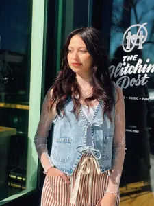 Denim Front Tie Vest