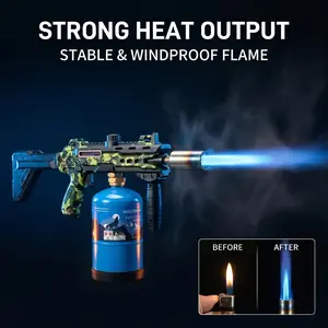 【No gas tank included】Power Grill Torch – Multi-Functional Propane Torch Gun for Barbecue, Baking, Pastry Finishing, Campfire, Weeding & Snow Removal  Camouflage Design Kitchen Tool