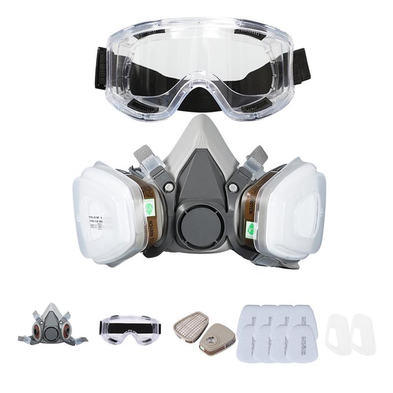 Reusable half face gas mask Respirator Mask with safety goggles, filter for painting, welding, polishing, woodworking, and other job protection