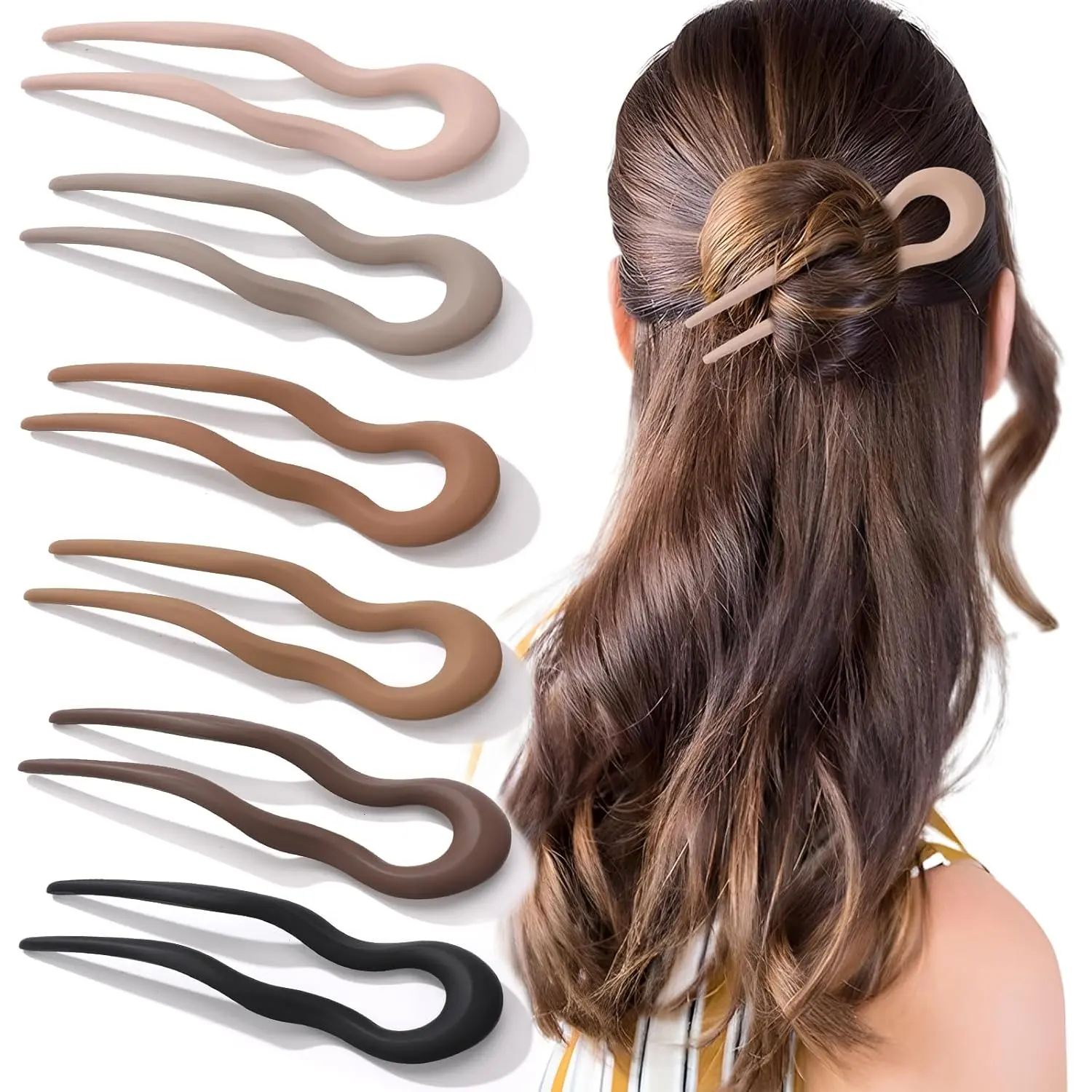 6 count  Hair Pins for Thick Hair, Fashion  Pins Hair Styling,  Hair Pin for Women Fine Hair Accessories,  Twist Pin Wavy U Shaped Holiday Gifts