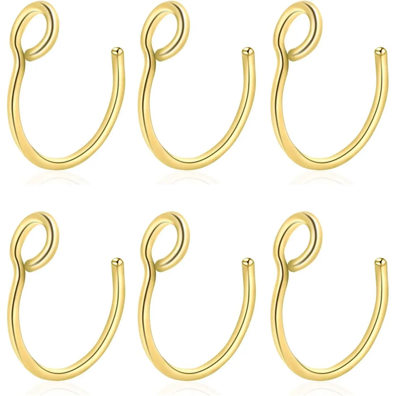 Nose Ring Hoop Clip On, Non  Lip Rings 20G 8mm, Black Rose , Stainless Steel No Pierced for Women Men