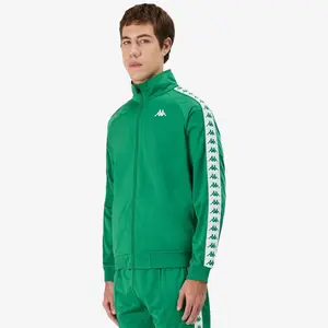 222 Banda Anniston Slim Jacket - Green Tee White | Menswear Long Sleeve Zipper Track Jacket