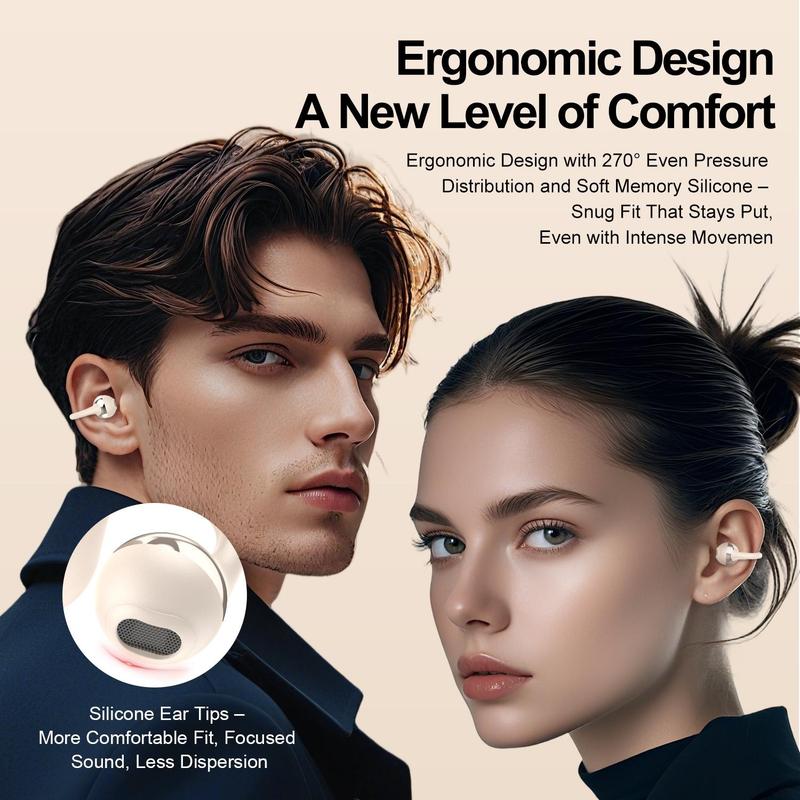 Fluffdrip New YXG-20 Ear Cuff Earphones, 6H Single Playtime (20H+ with Case), All-Day Comfort Clip-On Design, LED Power Display