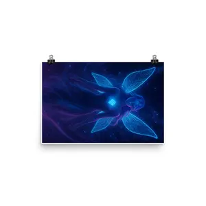 EvaVerse Digital Fairy Core Poster — Neon Tech Fantasy Wall Art