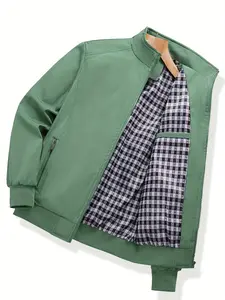 Men's Casual Solid Color Zipper Jacket, Long Sleeve Sports Outerwear, Fashionable Men's Coat for Daily Wear & Outdoor Activities, Menswear, Casual Fitted Jackets