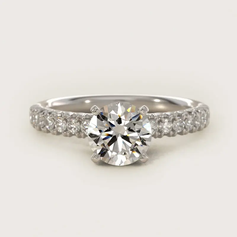 Stephea 3 Carat Lab Grown Radiant Cut Diamond French Pavé Engagement Ring – 14K White Gold