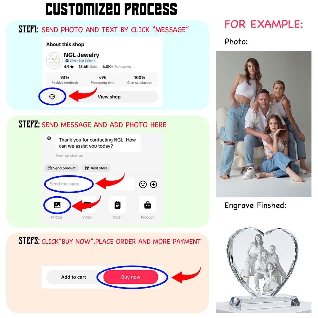 Custom 3D Crystal Heart Photo | Personalized Laser Engraved Keepsake, Perfect for Birthdays, Anniversaries & Pet Memorials