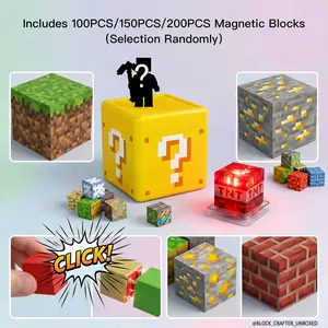Random Magnetic Blocks 100/150/200 Pcs | Glowing, Strong 360° Grip, Impact-Resistant, Light-Through | Focus, Logic, Spatial, Creativity | Food-Grade ABS, Choking-Safe, Easy-Clean | Storage Box - Gift for Ages 3-7, Home/Preschool