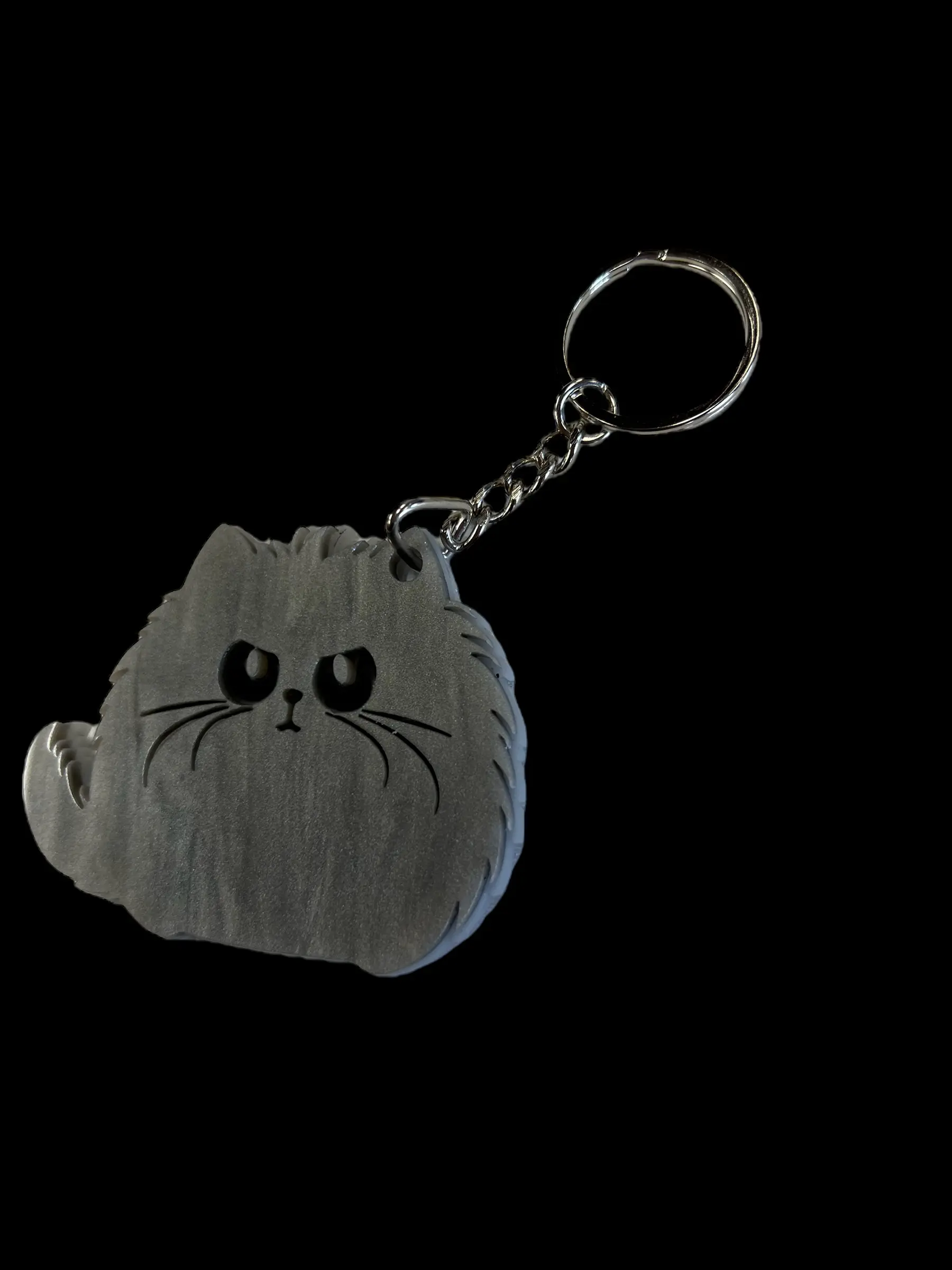 Grey Pearl Acrylic Grumpy Kitty Keychain - Fashion Accessories, Costume Jewelry & Accessories, Keychains