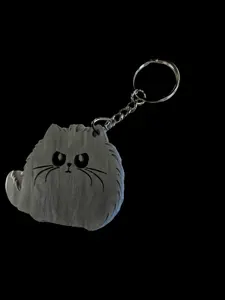 Grey Pearl Acrylic Grumpy Kitty Keychain - Fashion Accessories, Costume Jewelry & Accessories, Keychains