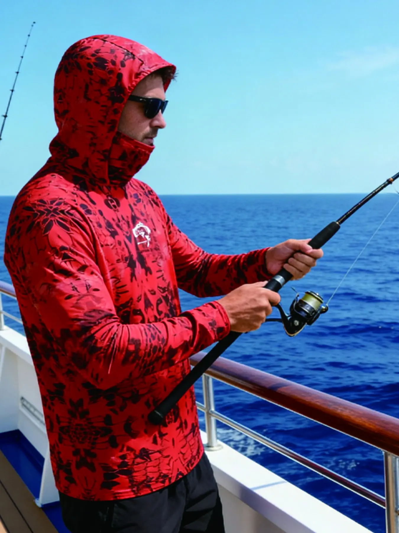 Men's Fishing Hoodie, UPF 50+ Sun Protection Fishing Hooded Top, Long Sleeve Hooded Top for Men, Outdoor Fishing Clothing, Athletic Hoodies, Casual Print Hoodie, Casual Athletic Wear, Fishing Hoody, Athletic Clothes