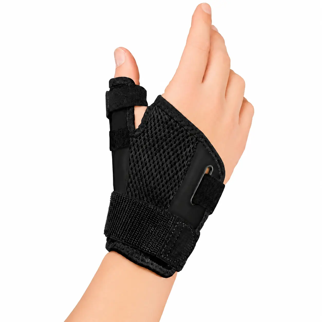 Sports Thumb Brace Stabilizer for Men & Women, Adjustable Spica Splint Support, Fits Left or Right Hand, Black