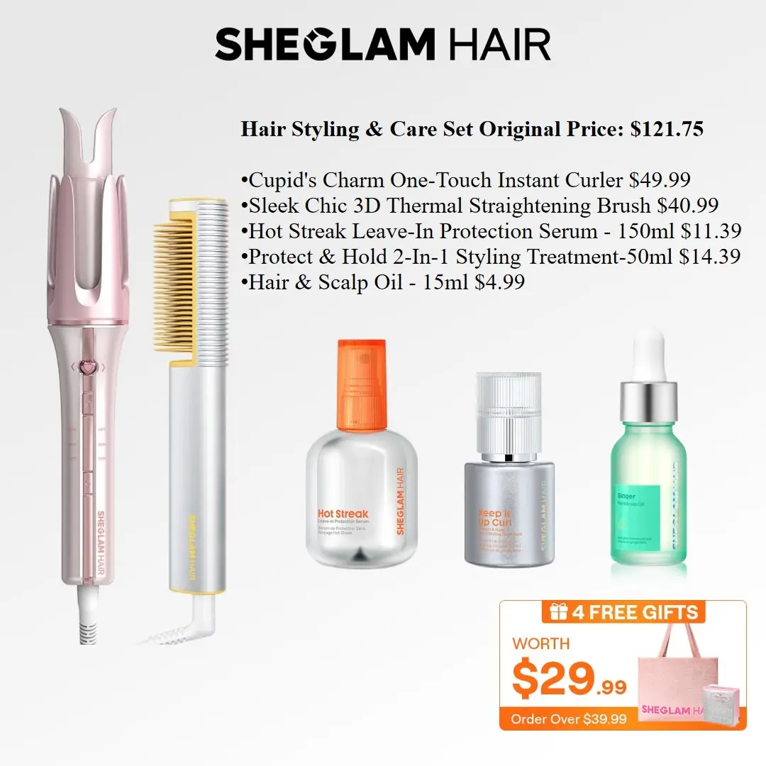 Pink Instant Curler & Straightening Brush Set