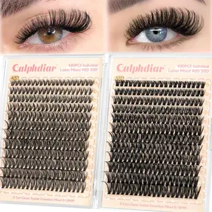 calphdiar Lash Clusters Wispy Eyelash Clusters 480PCS 40D+50D Individual Lashes Clusters D Curl Cluster Eyelash Extensions 8-18mm DIY Natural Volume Lash Extension for Beginners