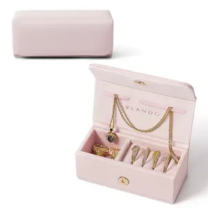 VLANDO Classic Rectangle Mini PU Leather Jewelry Box - Jewelry Holder Organizer, Compact Storage for Necklaces, Rings, Ideal for Travel, Daily Use