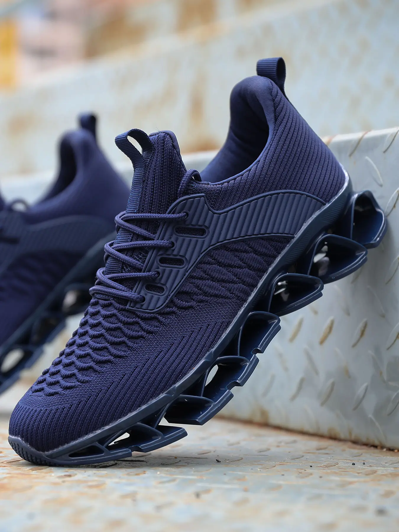 Kuru Men\'s 12 Navy Blue Black Athletic Mesh Running Walking Shoes Lace Up Men main image 3