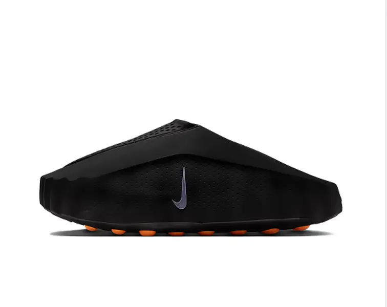 Black Backless Slip-On Athletic Shoes, Grey Logo, Orange Non-Slip Outsole, Easy-Wear Design for Beach, Home Relaxation (Sports Collectibles Accessory)