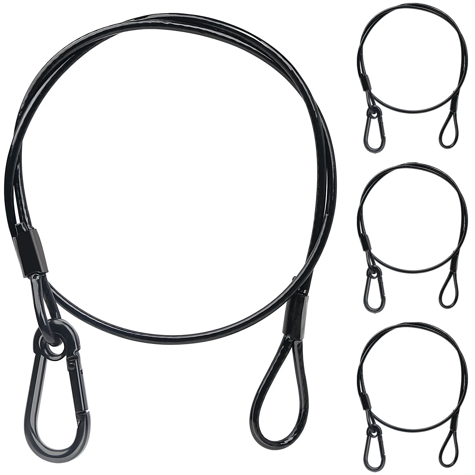 Lighting Safety Cable with Loops, Stage Light Safety Cable Black Security Chain Hanging on Trusses, Stainless Steel Lanyard