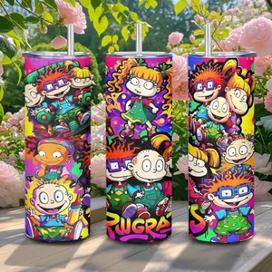 20oz Stainless Steel Tumbler, 1 Count Rugrats Pattern Insulated Water Bottle, Stainless Steel Thermos, Stainless Steel Flask, Drinking Cup for Home Office School, Boyfriend Gift, Drinkware, Summer Cool Bottle