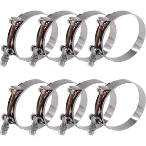 8 count 76-84mm Stainless Steel T-Bolt Hose Clamps Turbo  Soft Hose Intercooler Clamps