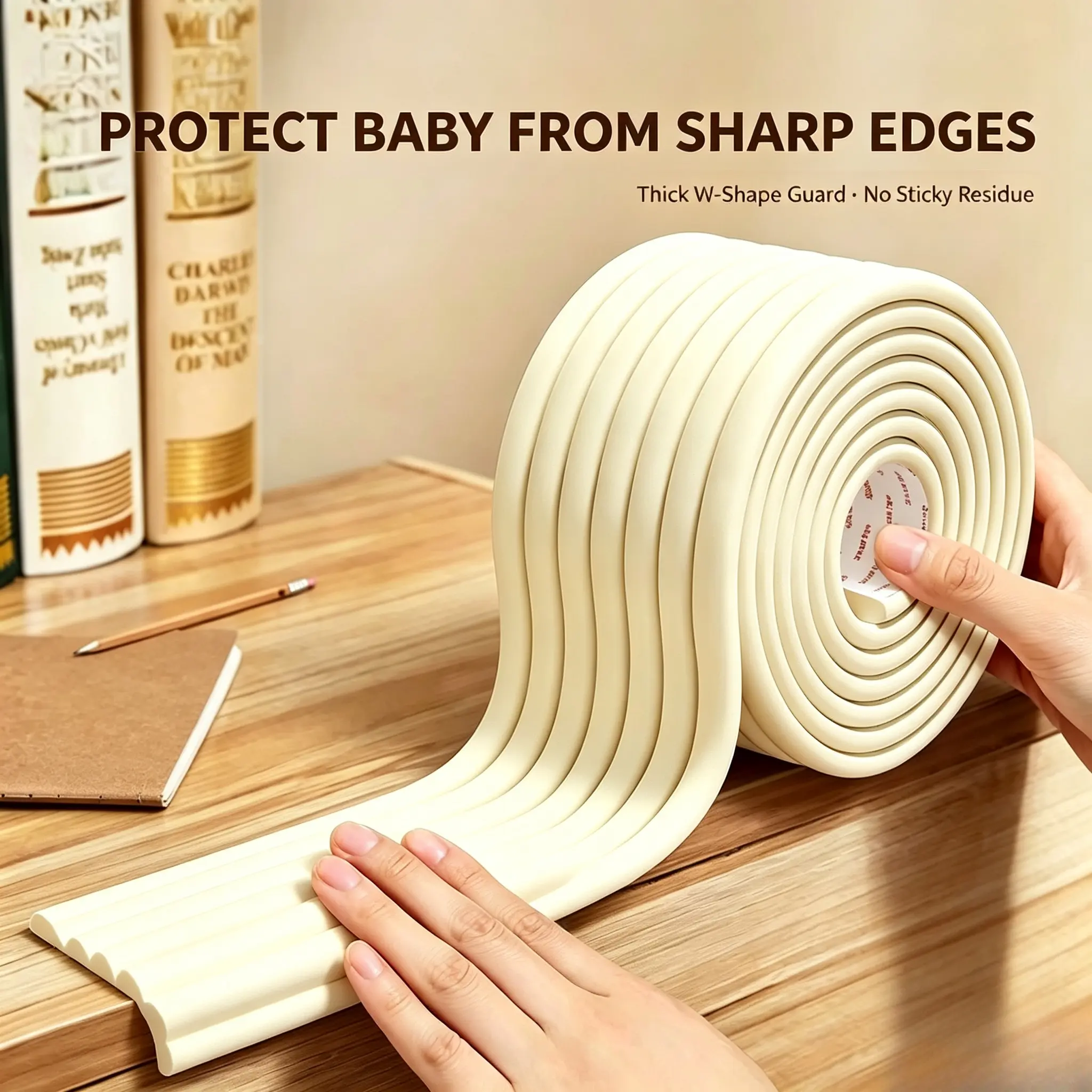 【No Residue】Cut-to-Size 2M Baby Edge Guard, Extra Thick NBR Corner Protector Strips, DIY Trim for Sharp Tables, Countertops, Desks & Cribs - Custom Length, Peel & Stick Removable Tape, Perfect for Renters & Toddlers