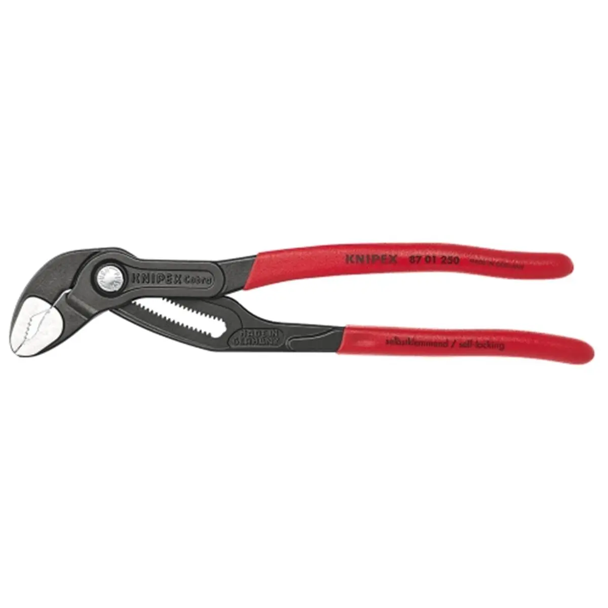 Knipex Cobra 10-in Heavy-Duty Pliers, Chrome Vanadium Steel Tool with Push-Button Adjustment for Outdoor Use, No Unintentional Shifting