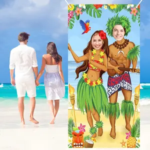 Tropical Beach Theme Backdrop, 1 Count Hawaiian Party Decoration, Party Supplies for Summer Party & Beach Party, Outdoor Banners