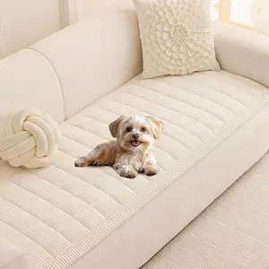 Couch Cover for 3 Cushion Couch Sofa, Sofa Covers for Dogs Washable, Non-Slip Sofa Protector Pet Friendly Dog Mats for Couches Soft Furniture Covers, 27.6" x 82.7", Cream