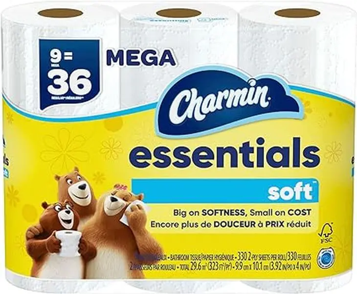 Toilet Paper, 9 Mega Rolls = 36 Regular Rolls Wipes Wipes