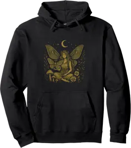 Fairy core Luna Moth Goth Butterfly Moon Fairycore Clothing Pullover Hoodie - Jacobjbt Shop 67B0FLBLJR13