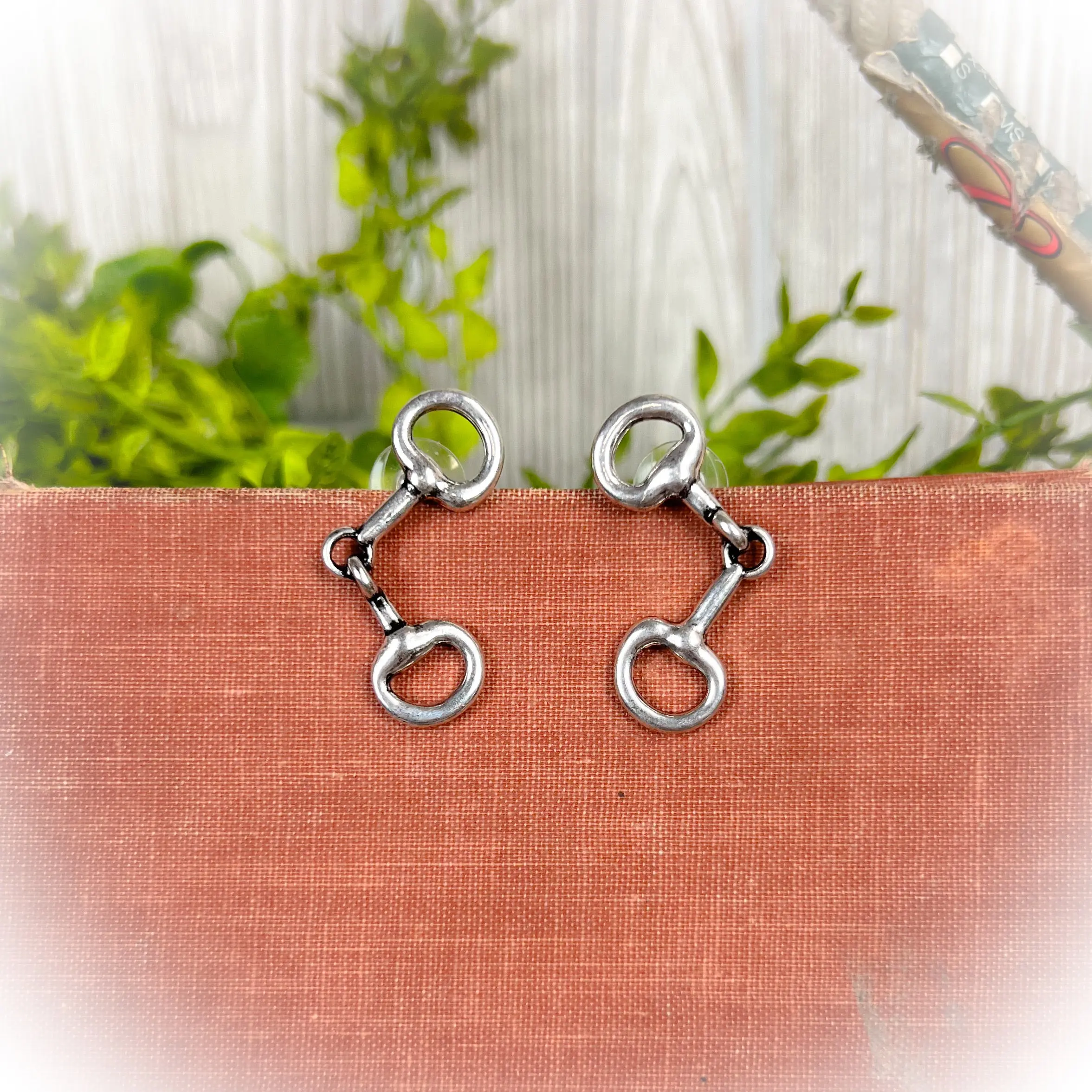 Horse Snaffle Bit Stud Earrings - Silver*