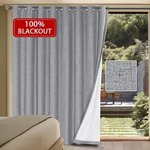 100% Blackout Textured Linen Curtains, Room Divider