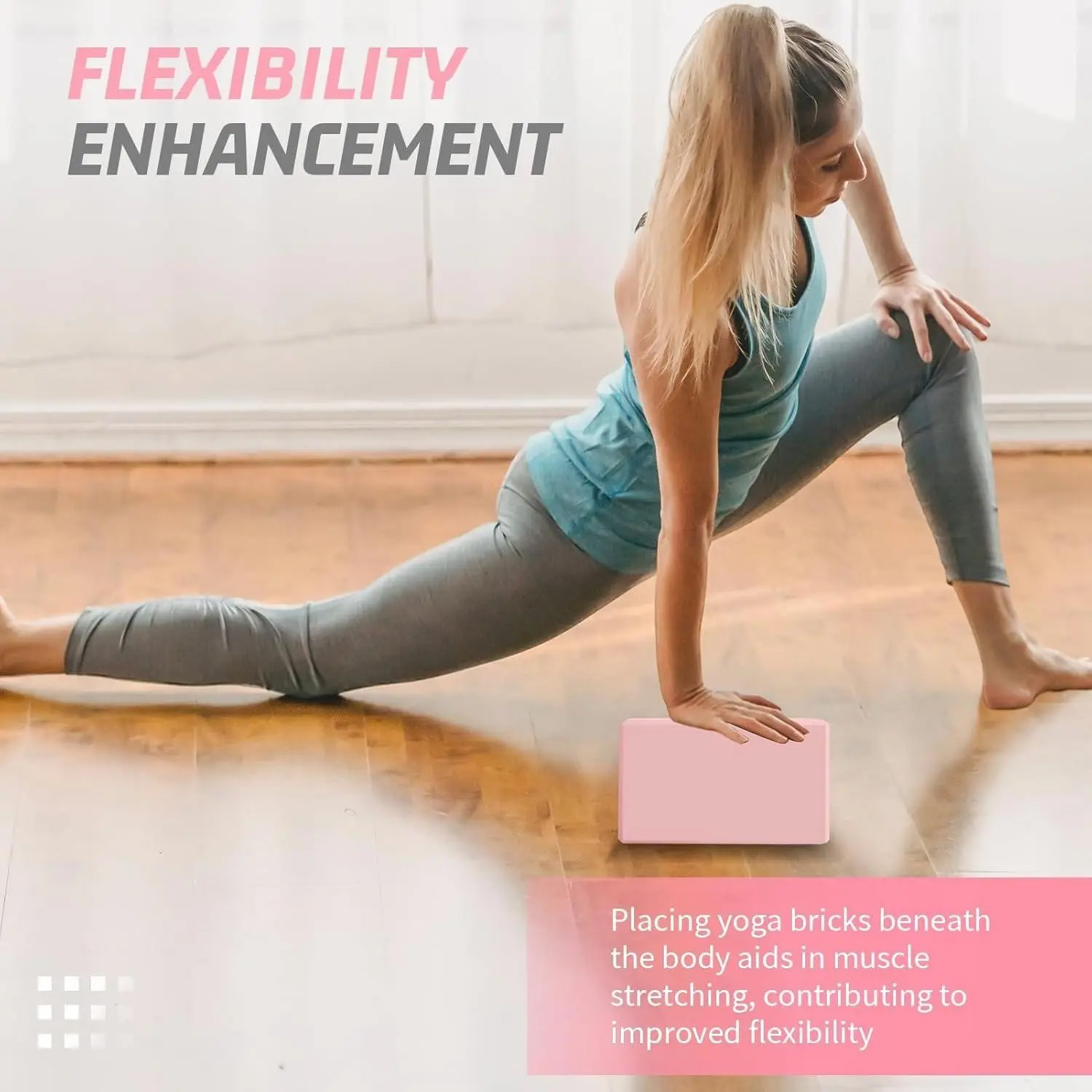 Dance Yoga Blocks Gym Foam Brick, Yoga Equipment, Stretching Gear, Pilates Workout Equipment, Home Pilates Equipment, Anti-Slip Design, Ideal for Pilates & Fitness Exercises, 15.5cm Width, 75mm Thickness, No Warranty