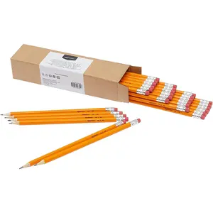 Amazon Basics Wood-Cased #2 HB School Pencils with Erasers for Writing and Drawing, Pre-Sharpened, Soft Strong Lead, Orange, 30 Count