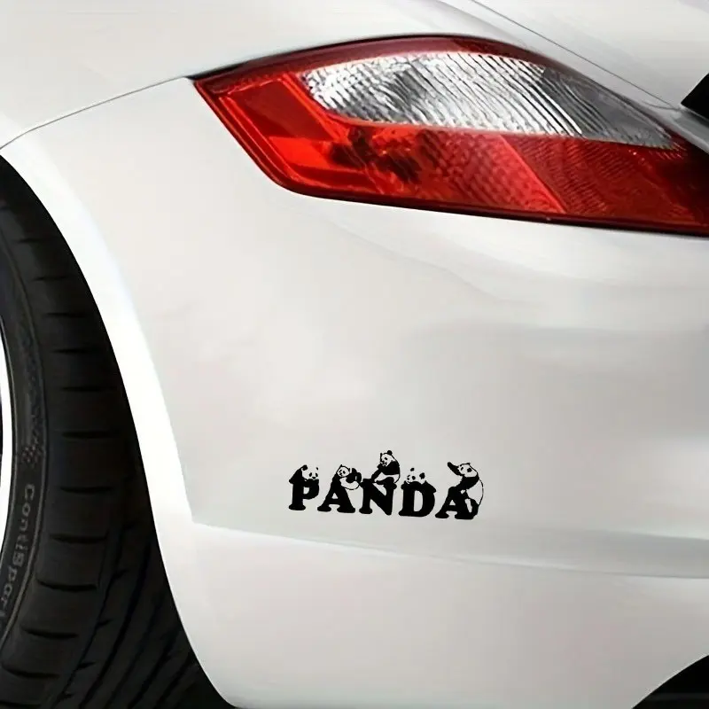 1PC  Trendy Cute Panda-Letter Logo Sticker - For suitcases, personalized items, desktop ornaments, Automobile Decals. "PANDA" + panda integration design shows cool vibe. Add eye-catching cute details. A great choice for cute animal trendy decor!