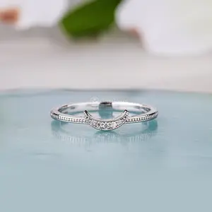 Unique Crescent Moon Curved Wedding Band