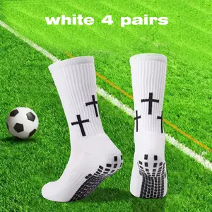 4 pairs Anti-Slip grip Socks for male adults, cross-grip soccer socks with complete protection,athletic fit,one size fits most people,outdoor use, outdoorfun