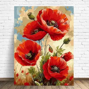 Full Round Diamond Embroidery Poppy Flower Painting DIY New Arrival Diamond Mosaic Craft Kit Handmade Hobby Needle Crafts Kit DIY Set