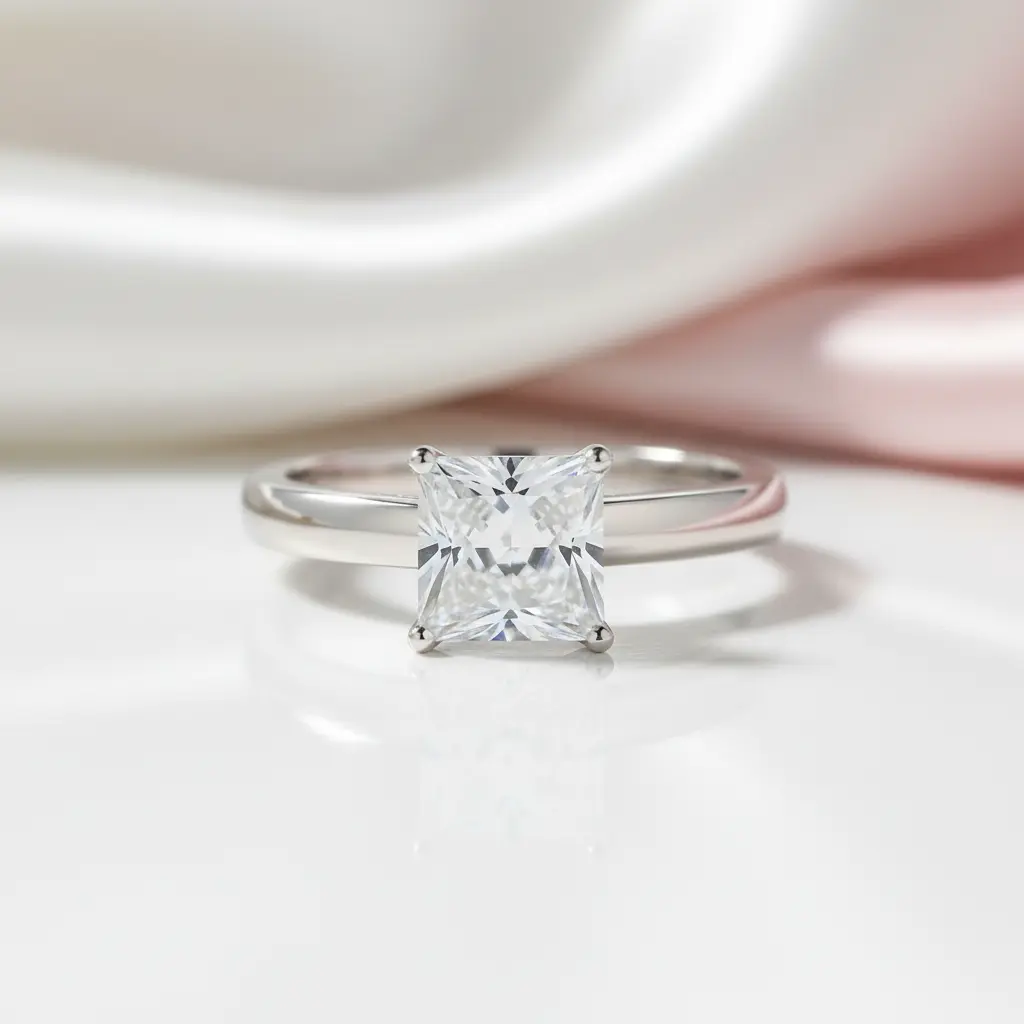 1ct Princess Cut Diamond Option 14k White Gold